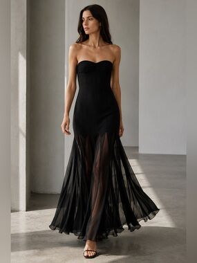 Zara Semi-Sheer Strapless Maxi Dress | NWT | Size Medium